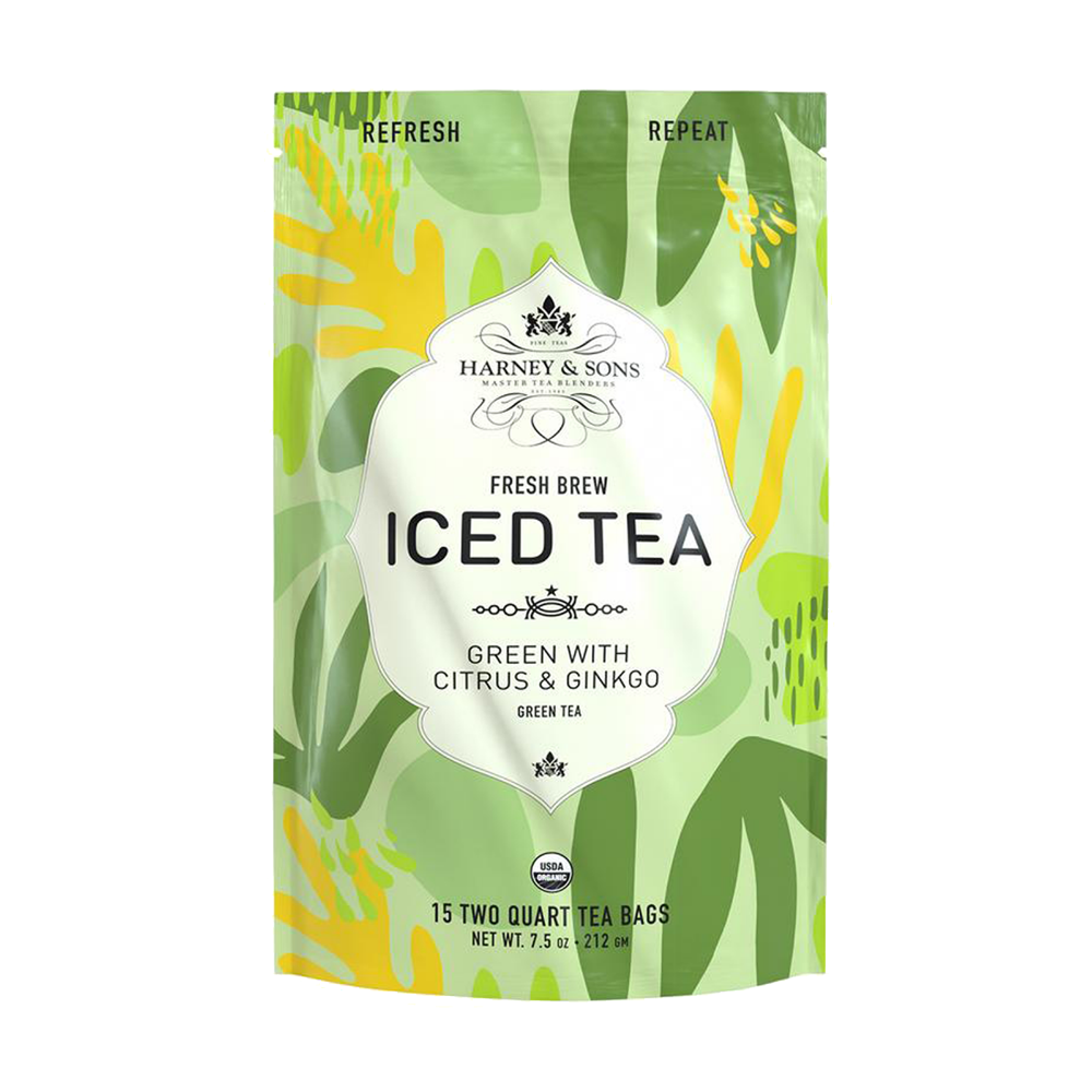 BIO Zelený s Citrusem & Ginkgem Ledový čaj - Harney & Sons Teas, Evropské Distribuční Centrum